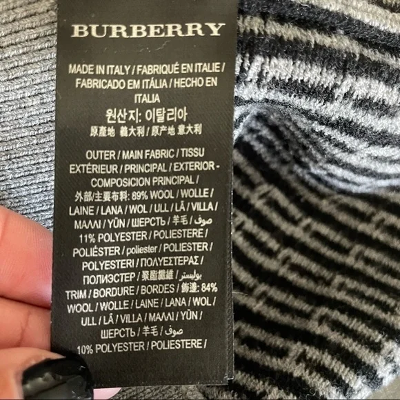NWT BURBERRY gray black cable knit one shoulder asymmetrical sweater size XL
